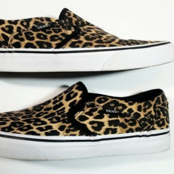 vans cheetah slip ons